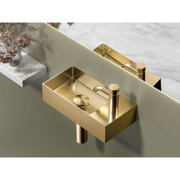 pesuallas AURUM 36.5x18 cm L/R, harjattu kulta, pohjaventtiilillä