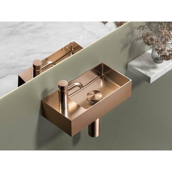 pesuallas AURUM 36.5x18 cm L/R, harjattu ruusukulta, pohjaventtiilillä