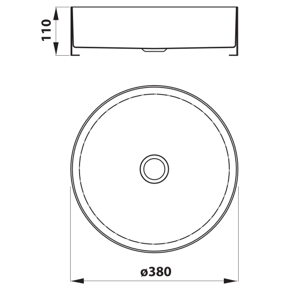 roostevaba valamu AURUM  diam 38 cm, komplektis põhjaklapp, harjatud teras