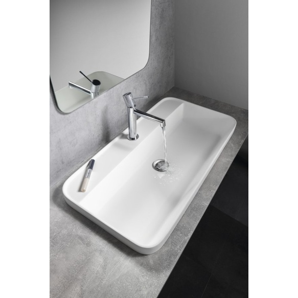 upotettava pesuallas BRAHEA Rockstone, 75x39 cm, valkoinen matta