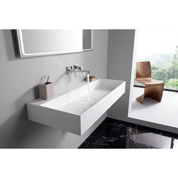 kivimassist valamu ilma segistiavata Cubis 100x40 cm, valge