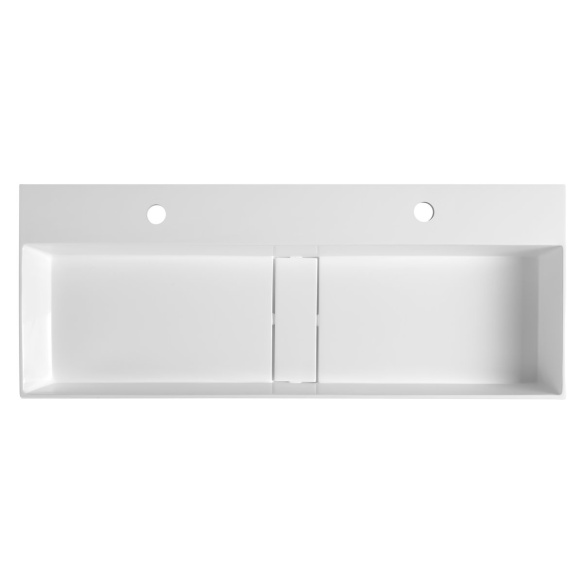 kivimassist valamu ilma 2 segistiavaga Cubis 100x40 cm, valge