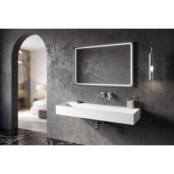 kivimassist valamu ilma segistiavata Cubis 120x40 cm, valge