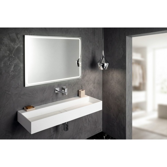 kivimassist valamu ilma segistiavata Cubis 120x40 cm, valge