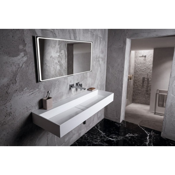 kivimassist valamu ilma segistiavata Cubis 120x40 cm, valge