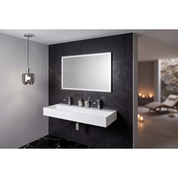 kivimassist valamu ilma 2 segistiavaga Cubis 120x40 cm, valge