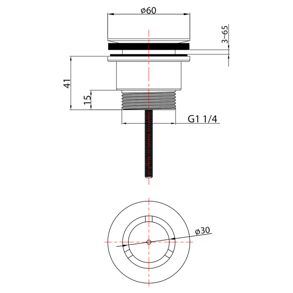 mittesuletav põhjaklapp 5/4“, 3-65mm, kroom