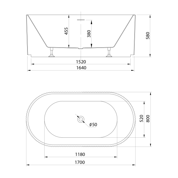 vann Turia 170x80 cm, valge