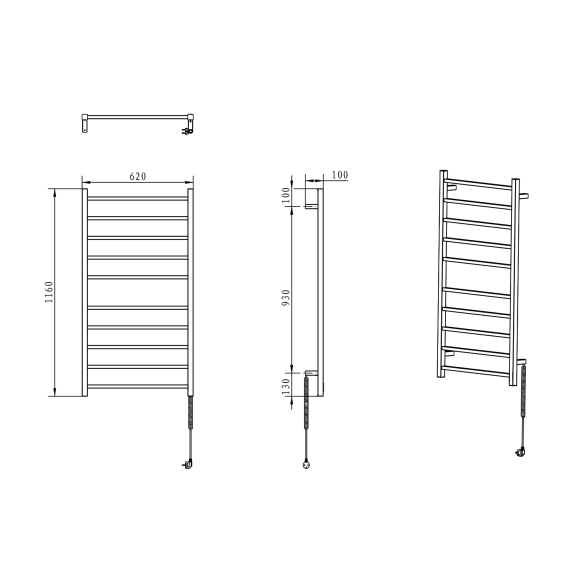 elektriradiaator taimeriga Eskinado 620x1160 mm, 120 W, poleeritud roostevaba teras