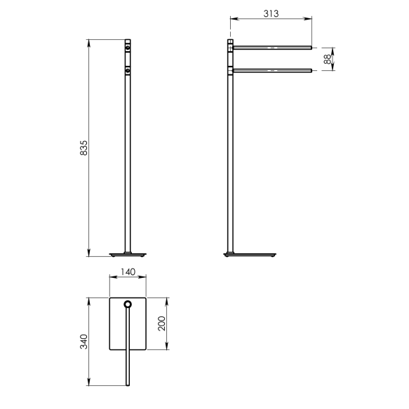 Vapaasti seisova pyyheteline TRILLY, matta valkoinen