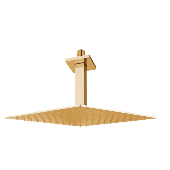 pystysuora kattosuihkun putki 200 mm + kattosuihku 200x200 mm, kulta