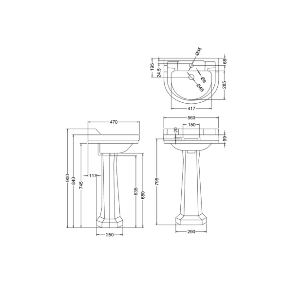 Burlington Edwardian Round allas 56 cm