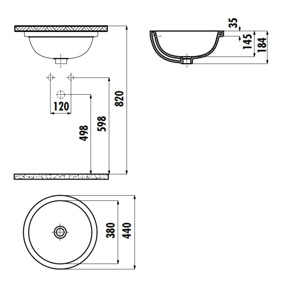 upotettava pesuallas Creavit Mare 38x38 (44x44) cm, valkoinen
