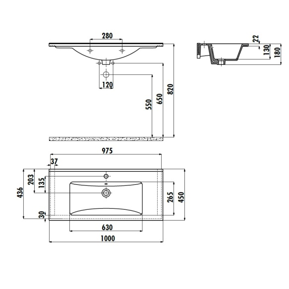 tasoallas Creavit Suvi 100x45 cm, antrasiitti