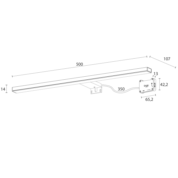 ESTHER 2 LED valgusti, 6W, 500x14x107mm, must