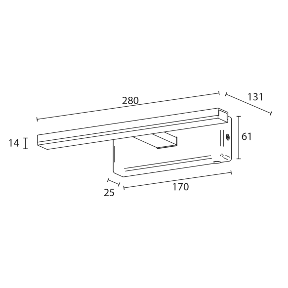 ESTHER LED seinavalgusti, 6W, 280x62x131mm, kroom