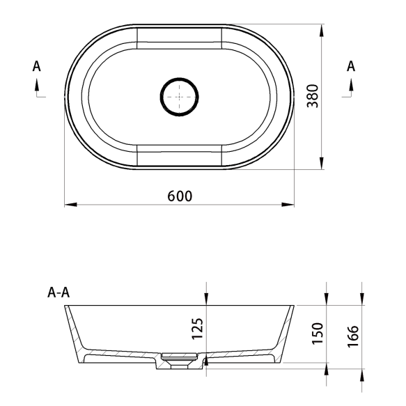 kivimassist valamu tööpinnale GERANO, komplektis põhjaklapi kate, 60x38 cm, valge