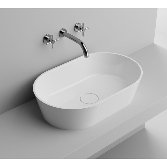 kivimassist valamu tööpinnale GERANO, komplektis põhjaklapi kate, 60x38 cm, valge