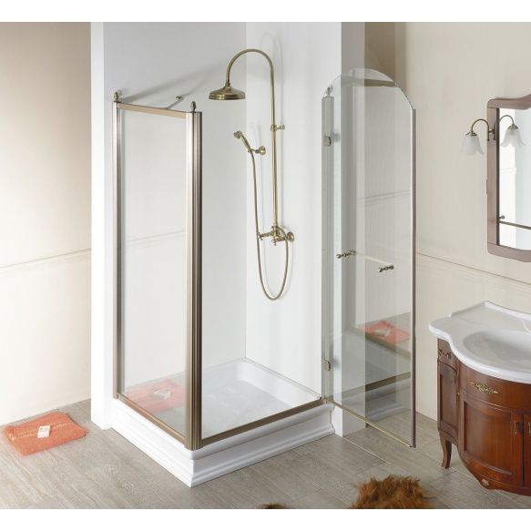 dušinurk Antique 800x1000 mm R, kirgas klaas, pronks