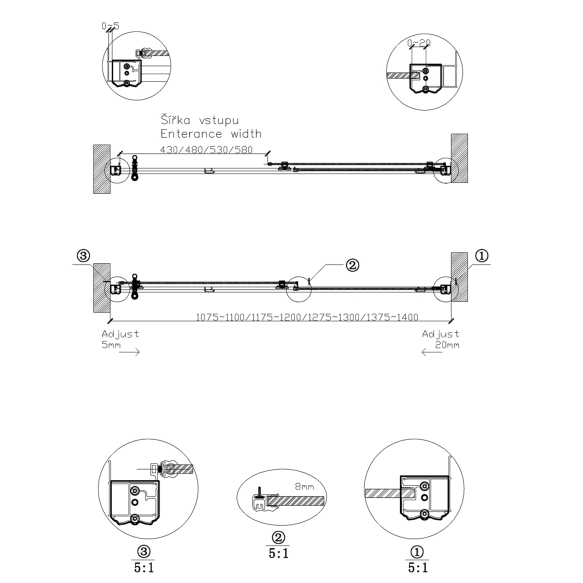 liuglev dušiuks Antique 1200 mm, kirgas klaas, pronks