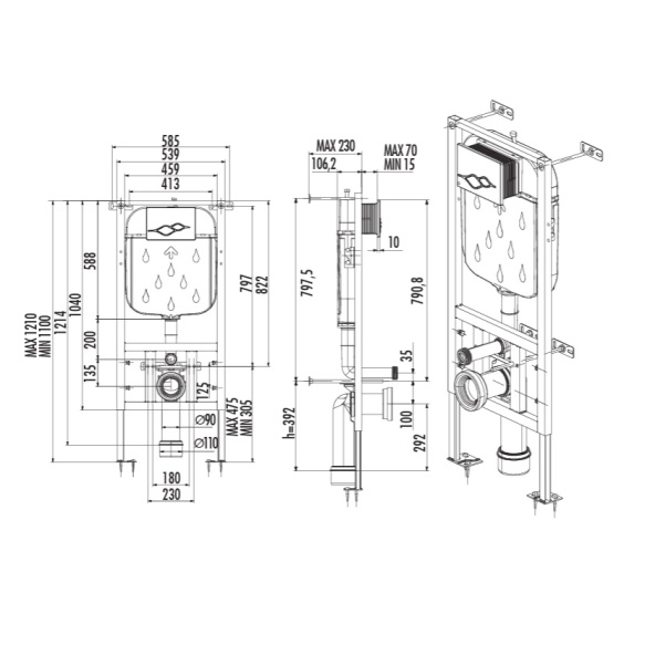 wc komplekt: raam GR5003, loputusnupp GP3002.01 matt must, wc pott , soft close iste