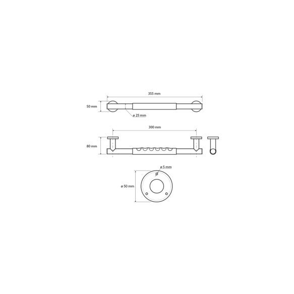 Käepide seinale 300 mm, roostevaba teras (355x50x80 mm)
