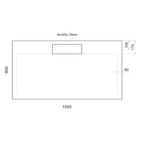 Kivimassa suihkuallas IRENA 150x80x3,5cm