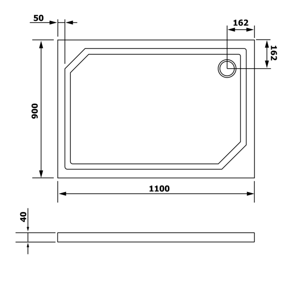 Kivimassa suihkuallas SARA 110x90x4cm