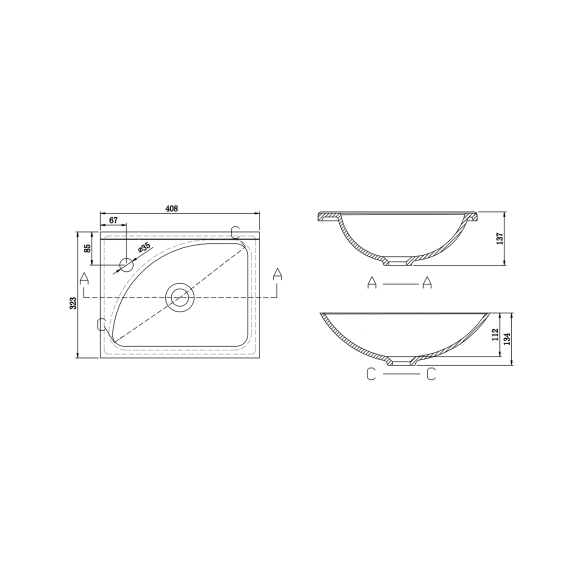 kivimassist valamu 40x32cm, valge