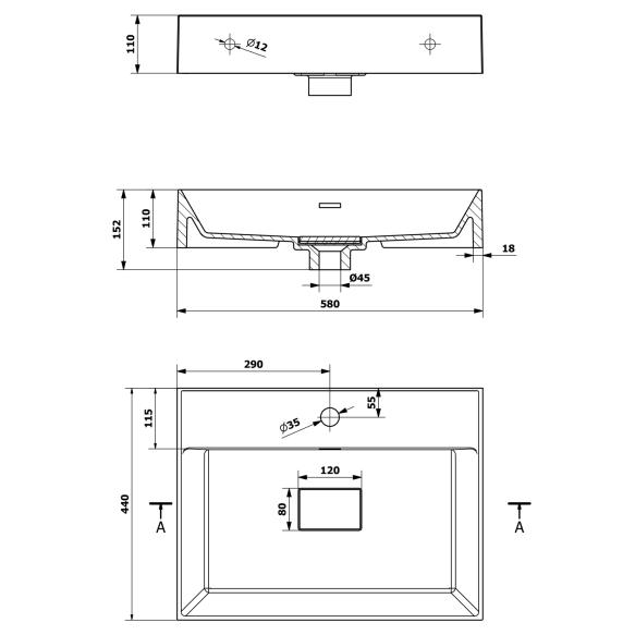 kivimassist valamu GODIVA  58x44cm, valge