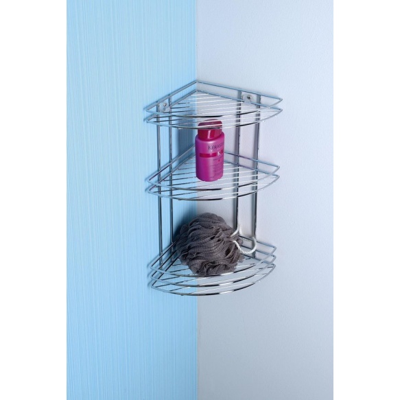 Kolmitasoinen kulmahylly CHROM LINE, kromi