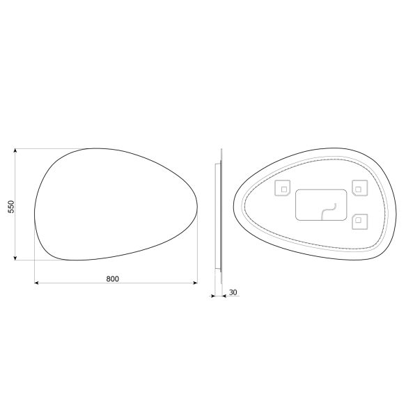 LED taustvalgustusega peegel STEN 80x55cm