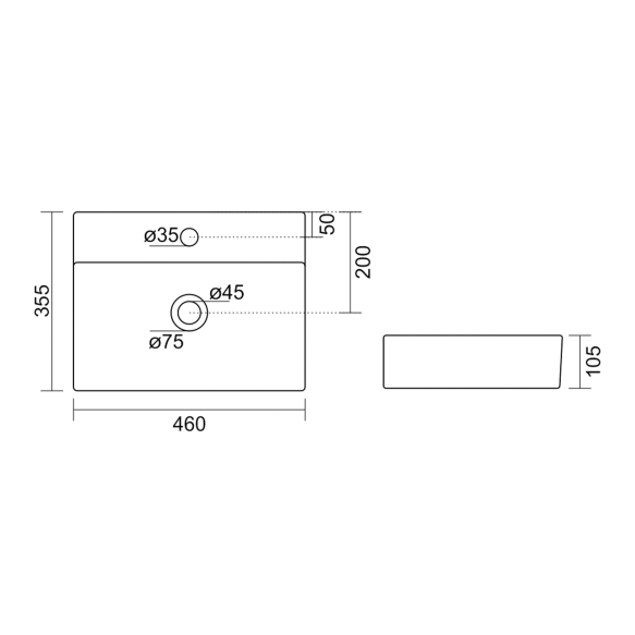 valamu SOYO 46x36cm,  valge