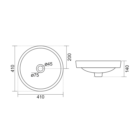 süvistatav valamu,  ROLA dia. 41cm,  valge