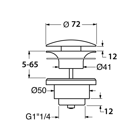 põhjaklapp 5/4`` 5-65 mm, valge matt