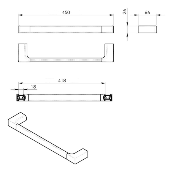 Käterätihoidja 450x66 mm Pyrene, kuld