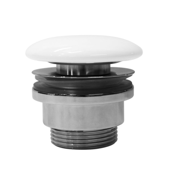 Pohjaventiili ilman ylivirtausta altaalle GSI, 5/4“, (H) 5-65 mm, keraaminen nappi/kiiltävä valkoinen