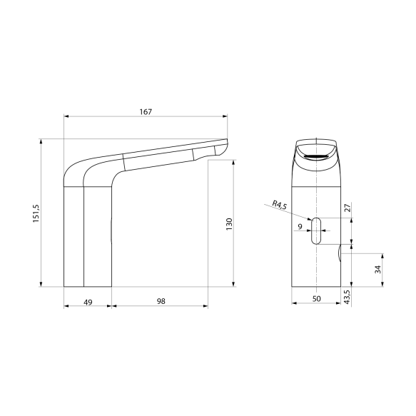 sensoriga valamusegisti, 6V DC (4xAA), matt valge