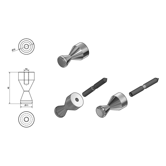 Koukku, 40 mm, kromi