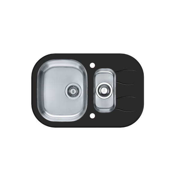 keittiöallas Alveus Wave 30, musta lasi/rst