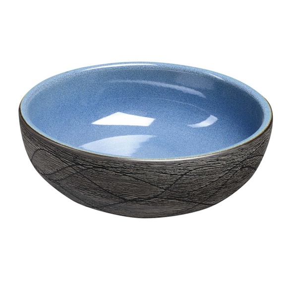 keraaminen pesuallas Interia Priori PI020, pöytätasolle, koristemaalattu, sininen/harmaa, 420 X 420 X 150 mm