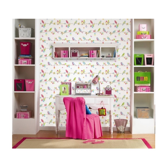 Hoopla Pretty Birds SidewallBlue