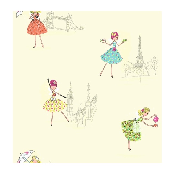 Hoopla Vintage Fairies SidewallBlue