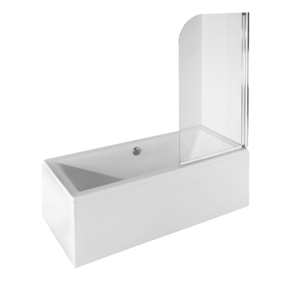 ammeseinä Interia Alfa 1, 75x130 cm, suorakulmaiselle ammeelle, kromattu alumiini, kirkas turvalasi