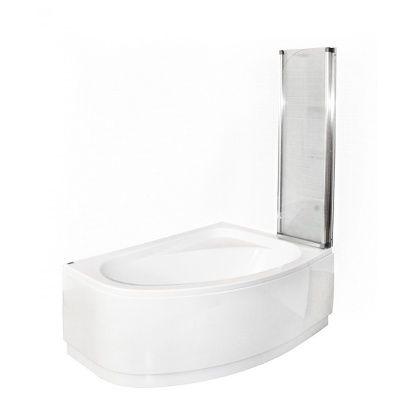 ammeseinä Interia Alfa 3, 123x139 cm, suorakulmaiselle ammeelle, kromattu alumiini, kirkas turvalasi