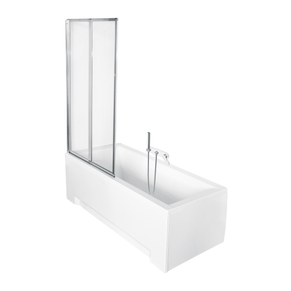 ammeseinä Interia Premium Beta 2, 800 x 1400 mm, suorakulmaiselle ammeelle, kromattu alumiini, kirkas turvalasi