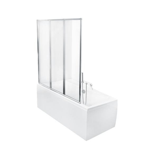 ammeseinä Interia Premium Beta 3, 1300 x 1400 mm, suorakulmaiselle ammeelle, kromattu alumiini, kirkas turvalasi