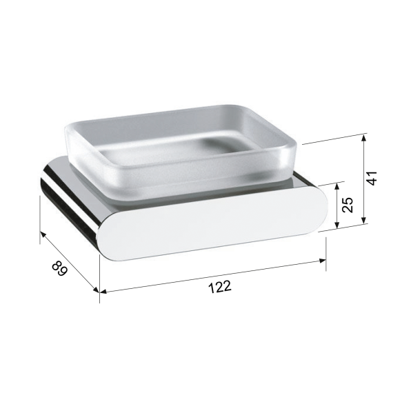 Saippua-alusta FLORI, kromi/matta lasi