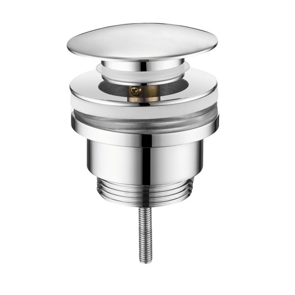 Suljettava pesualtaan pohjaventtiili, 5/4", (H) 10-55mm, iso painonappi/kromi