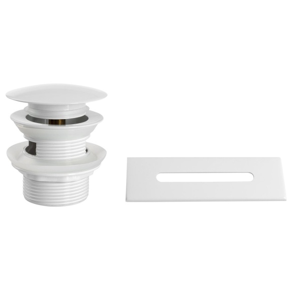 vanni põhjaklapp + ülevoolu kate  6/4", läikiv valge